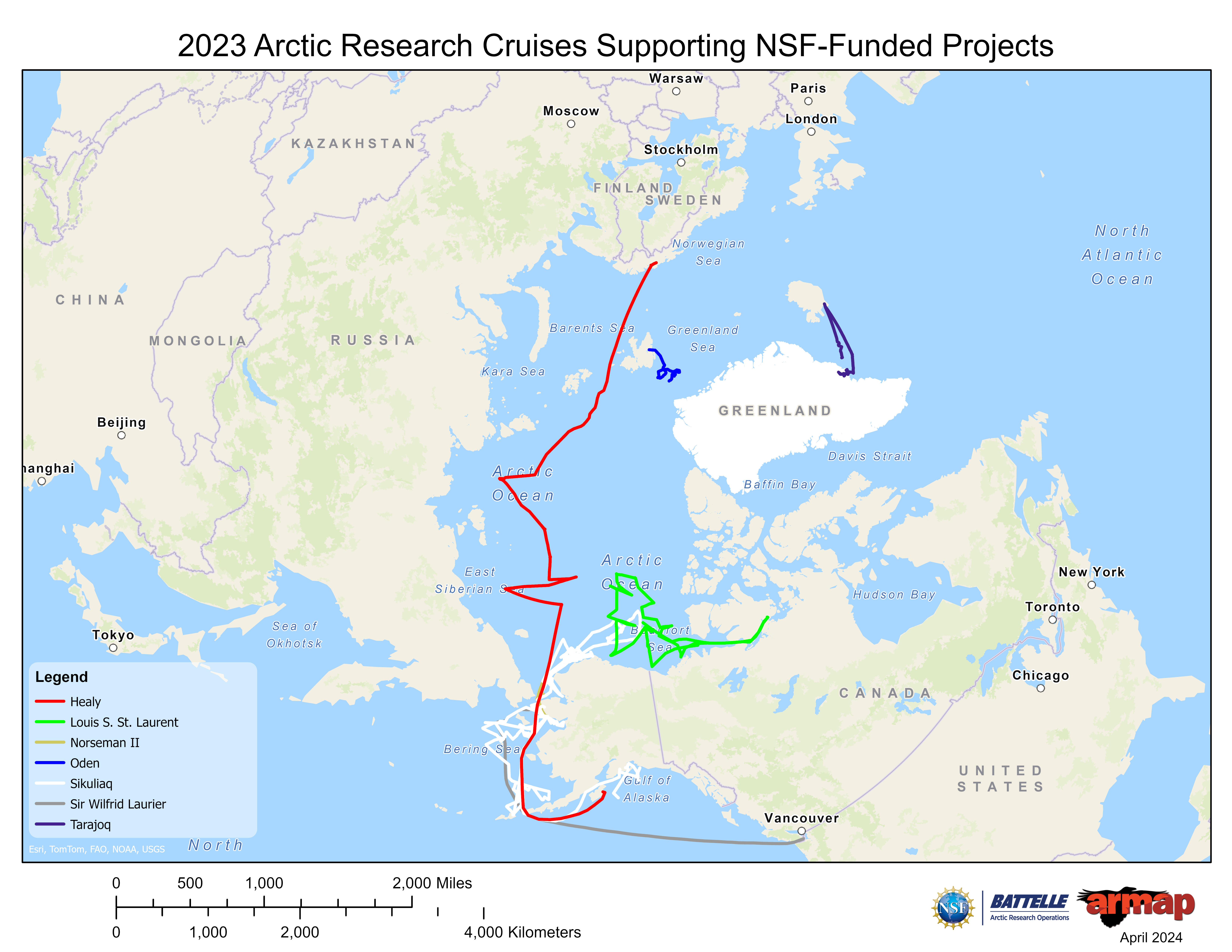 Arctic Research Cruises Supporting US-Funded Projects for the Past Year