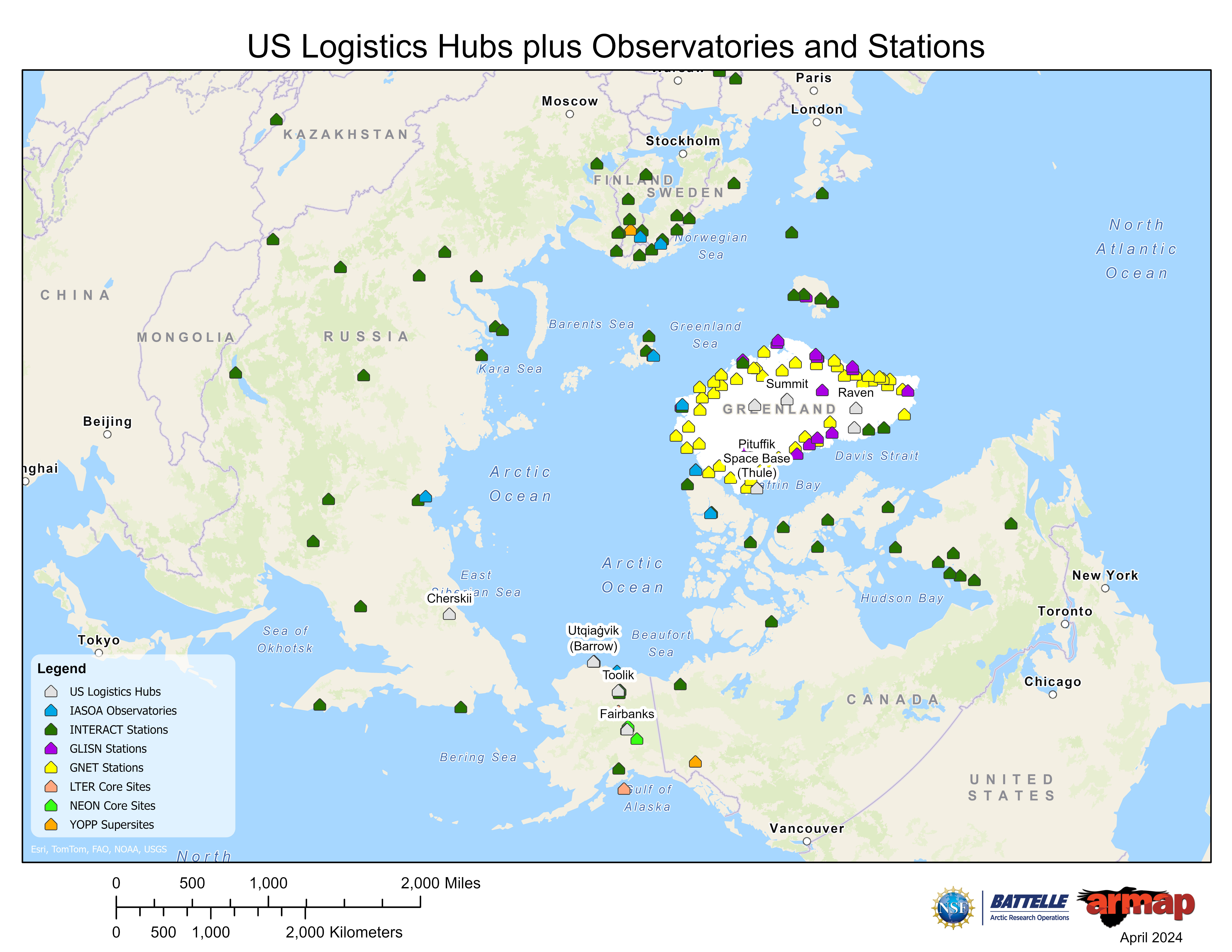 US Logistics Hubs, Observatories and Stations